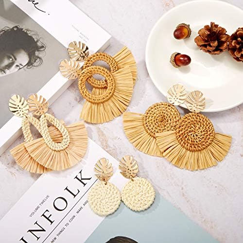 Earrings, Lightweight Geometric Earings, Tassel Woven Bohemian Earrings, Handmade Earings, Drop Dangle Earrings -4 Pairs Earrings, Lightweight Geometric Earings, Tassel Woven Bohemian Earrings, Handmade Earings, Drop Dangle Earrings -4 Pairs